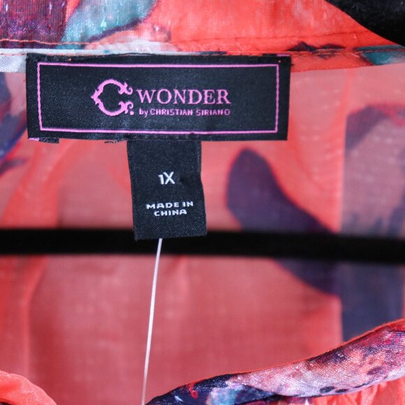 C Wonder by Christian Siriano Sheer Organza Jacket 1X Terracotta Zip Front - Picture 3 of 14